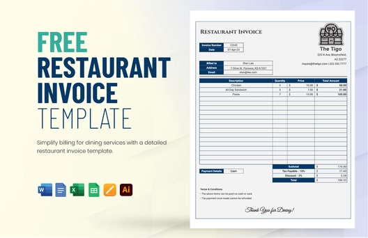 Restaurant Invoice Template Restaurant Invoice Template