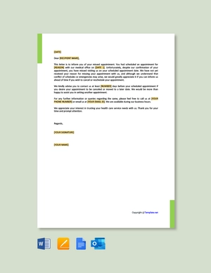 Missed appointment letter for medical office