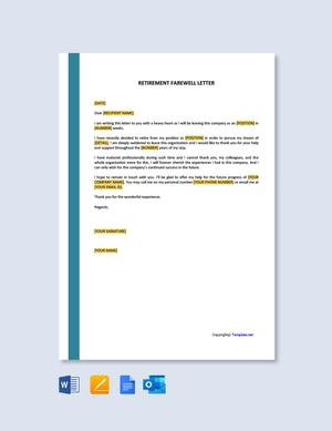 Retirement Farewell Letter