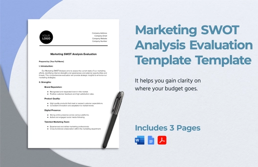 Marketing SWOT Analysis Evaluation Template Marketing SWOT Analysis Evaluation Template
