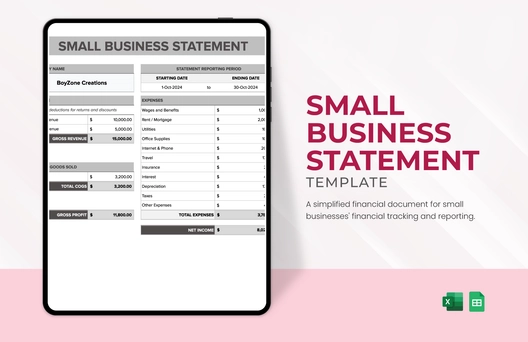 Small Business Statement Template Small Business Statement Template