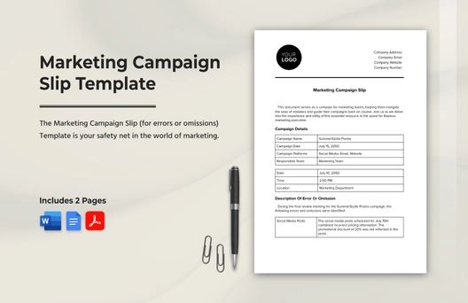 Marketing Campaign Slip Template