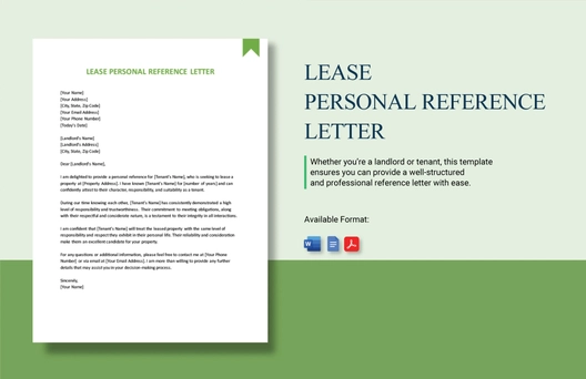 Lease Personal Reference Letter