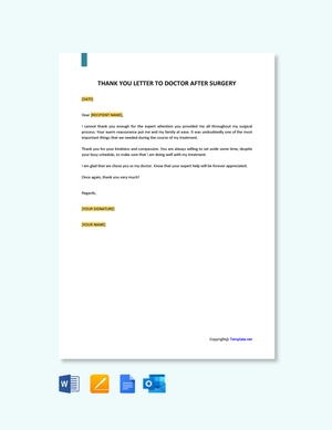 Thank You Letter to Doctor After Surgery