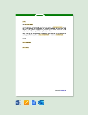 Thank You Letter To Doctor For Referral