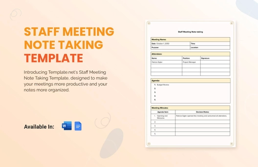 Staff Meeting Note Taking Template
