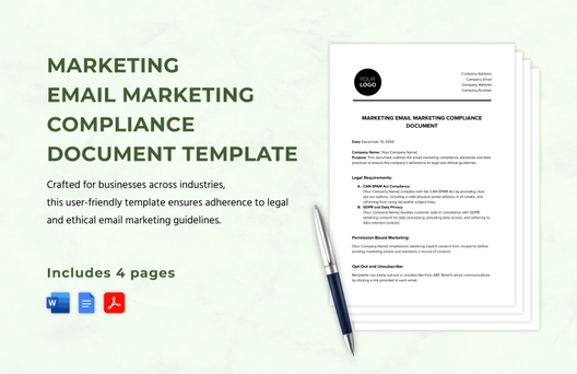 Marketing Email Marketing Compliance Document Template
