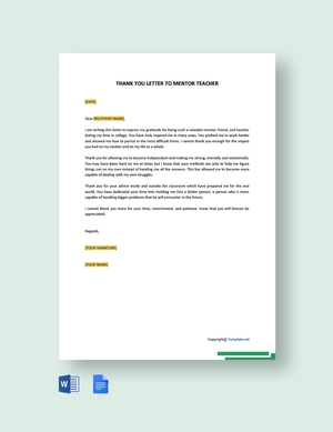 Thank You Letter To Mentor Teacher