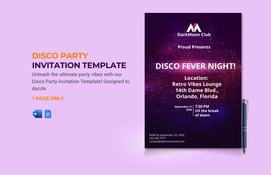 Disco Party Invitation Template
