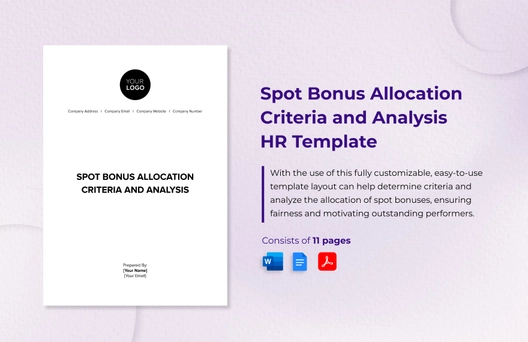 Spot Bonus Allocation Criteria and Analysis HR Template