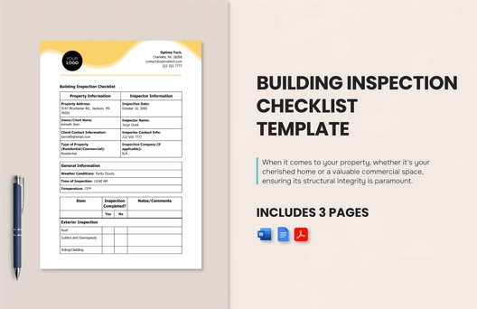 Building Inspection Checklist Template Building Inspection Checklist Template