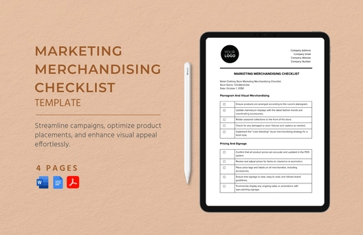 Marketing Merchandising Checklist Template Marketing Merchandising Checklist Template