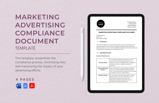 Marketing Advertising Compliance Document Template