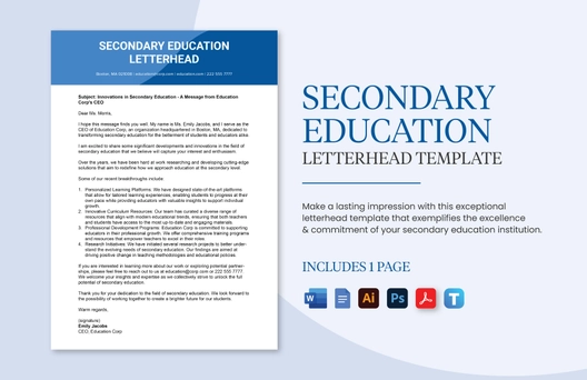 Secondary Education Letterhead Template