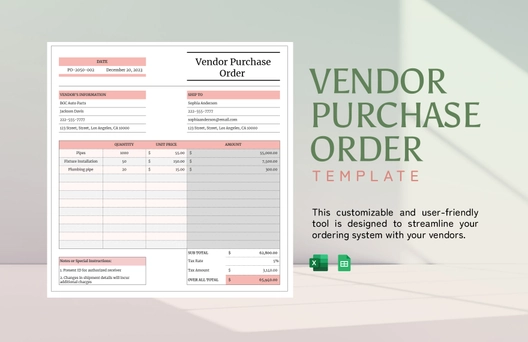 Vendor Purchase Order Template