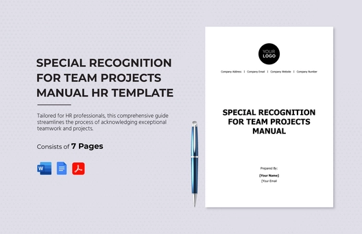 Special Recognition for Team Projects Manual HR Template