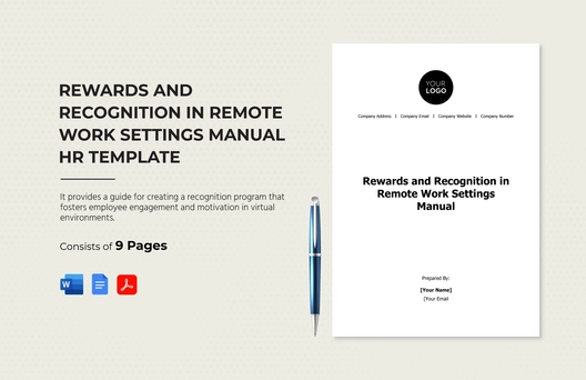 Rewards and Recognition in Remote Work Settings Manual HR Template