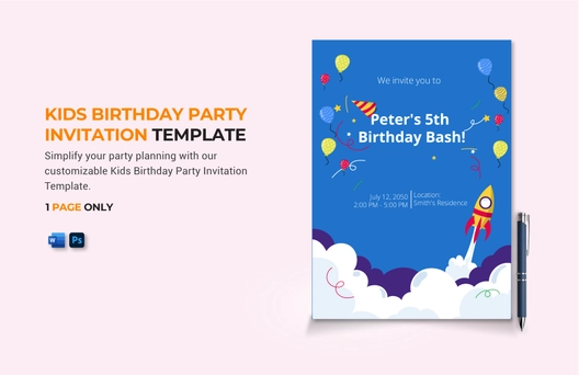 Kids Birthday Party Invitation Template