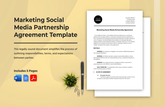 Marketing Social Media Partnership Agreement Template