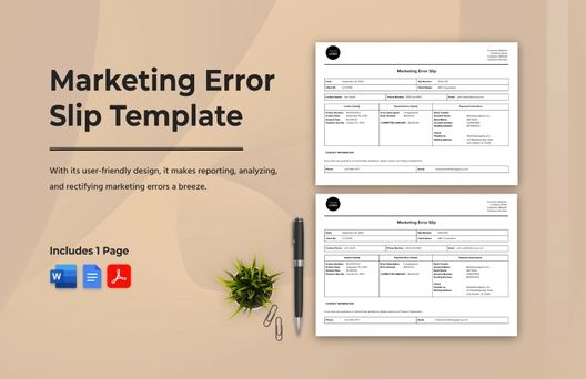 Marketing Error Slip Template
