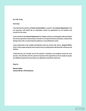 Department Change Request Letter Template