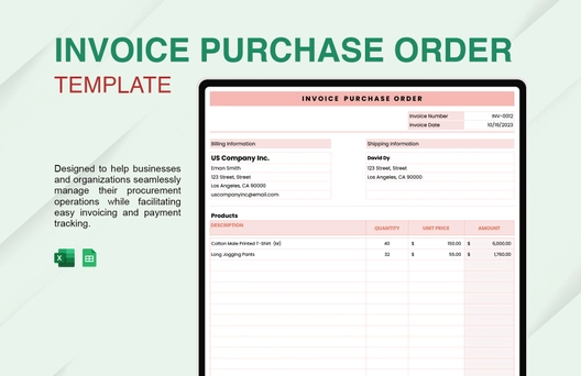 Invoice Purchase Order Template