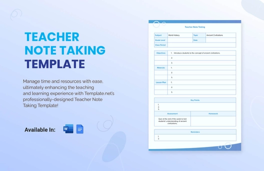 Teacher Note Taking Template