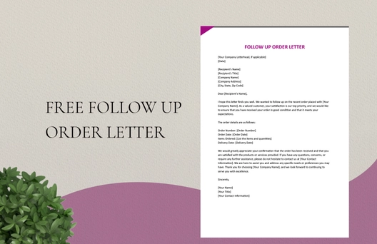 Follow Up Order Letter