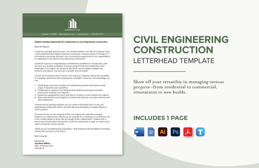 Civil Engineering Construction Letterhead Template