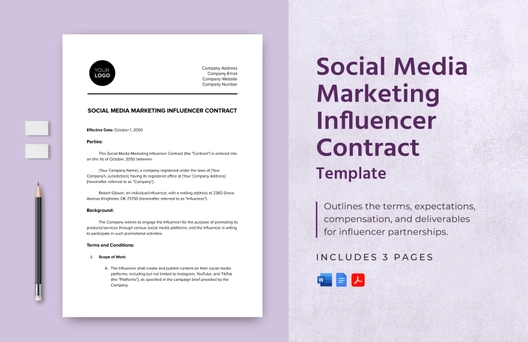 Social Media Marketing Influencer Contract Template
