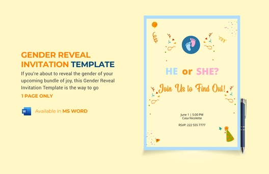 Gender Reveal Invitation Template