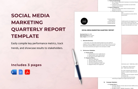 Social Media Marketing Quarterly Report Template