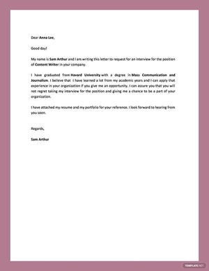 Formal Interview Request Letter Template