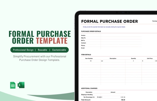 Formal Purchase Order Template