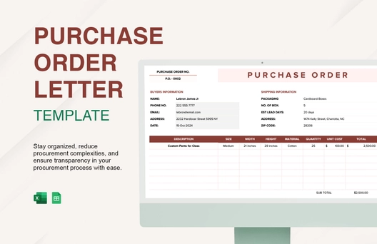 Purchase Order Letter Template