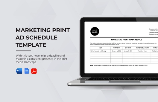 Marketing Print Ad Schedule Template Marketing Print Ad Schedule Template