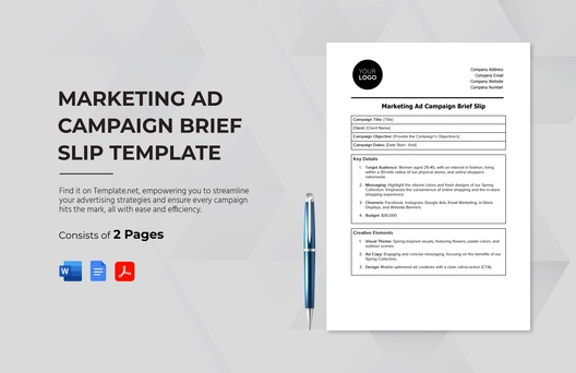 Marketing Ad Campaign Brief Slip Template