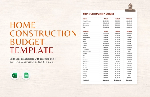Home Construction Budget Template