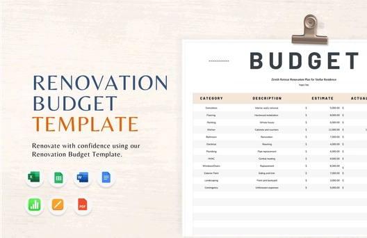 Renovation Budget Template Renovation Budget Template