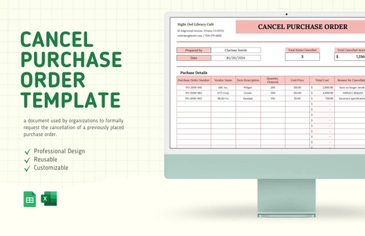 Cancel Purchase Order Template