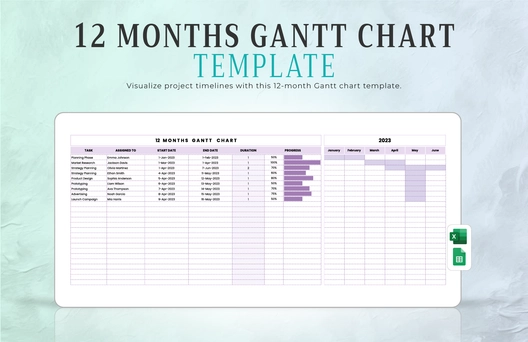 12 Months Gantt Chart Template