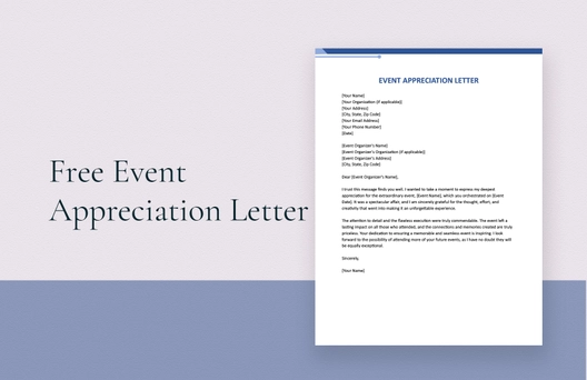 Event Appreciation Letter Event Appreciation Letter