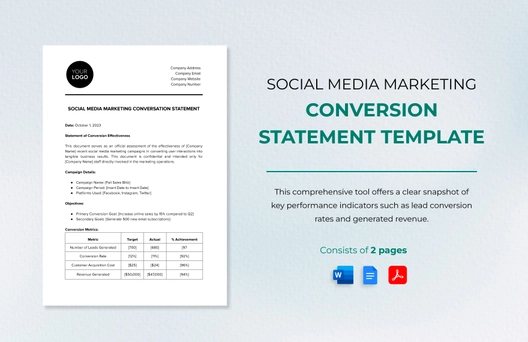 Social Media Marketing Conversion Statement Template
