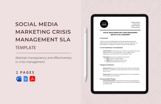 Social Media Marketing Crisis Management SLA Template Social Media Marketing Crisis Management SLA Template