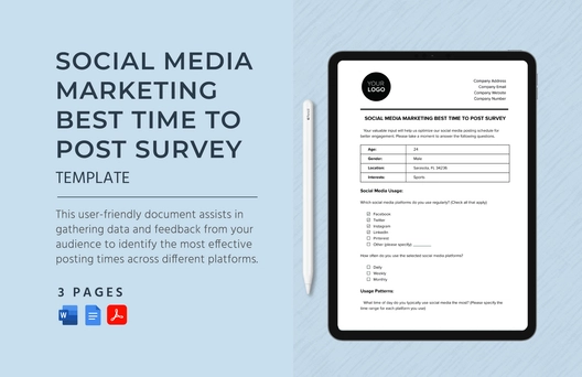 Social Media Marketing Best Time to Post Survey Template