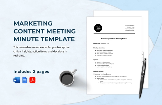 Marketing Content Meeting Minute Template