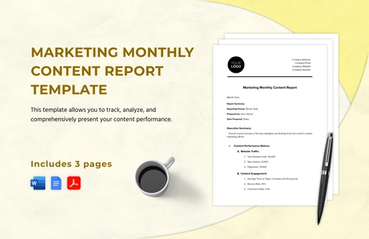 Marketing Monthly Content Report Template