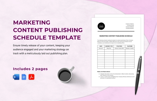 Marketing Content Publishing Schedule Template Marketing Content Publishing Schedule Template