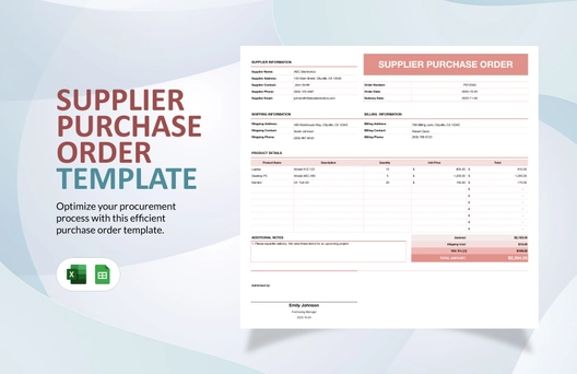 Supplier Purchase Order Template