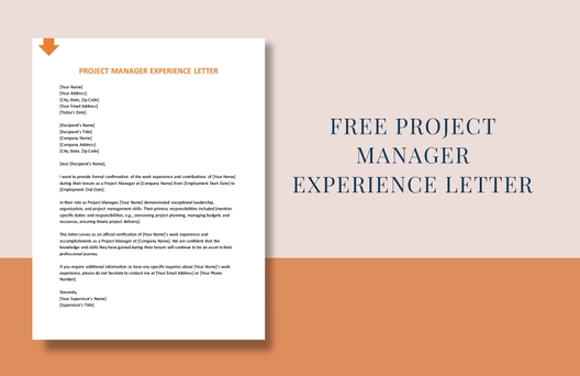 Project Manager Experience Letter
